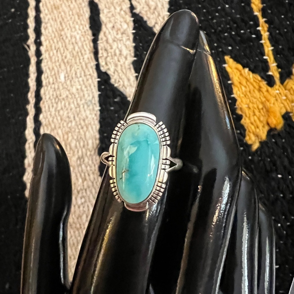 ❤️ Signed Native Arlene Yazzie Kingman Turquoise Sterling Navajo Size 6.75 Ring - Picture 15 of 17